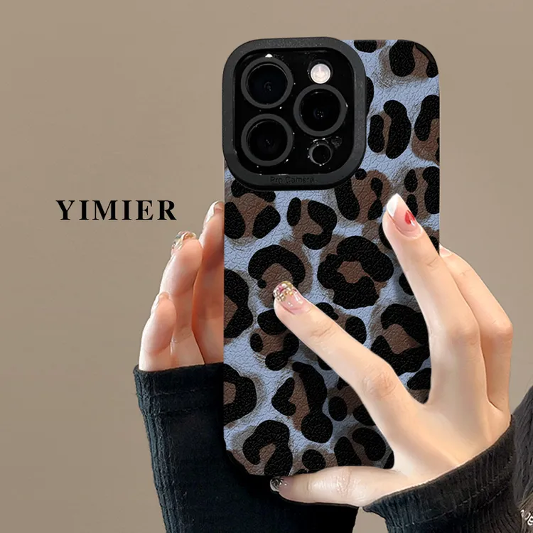 适用苹果17promax新款手机壳iPhone16pro硅胶15防摔14蓝色豹纹