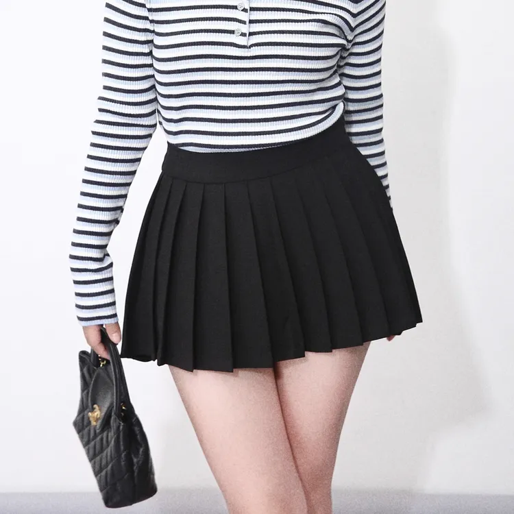 大眼LARGE EYE  小个子百褶裙miu系甜妹海军A字短裙高腰半身裙JK