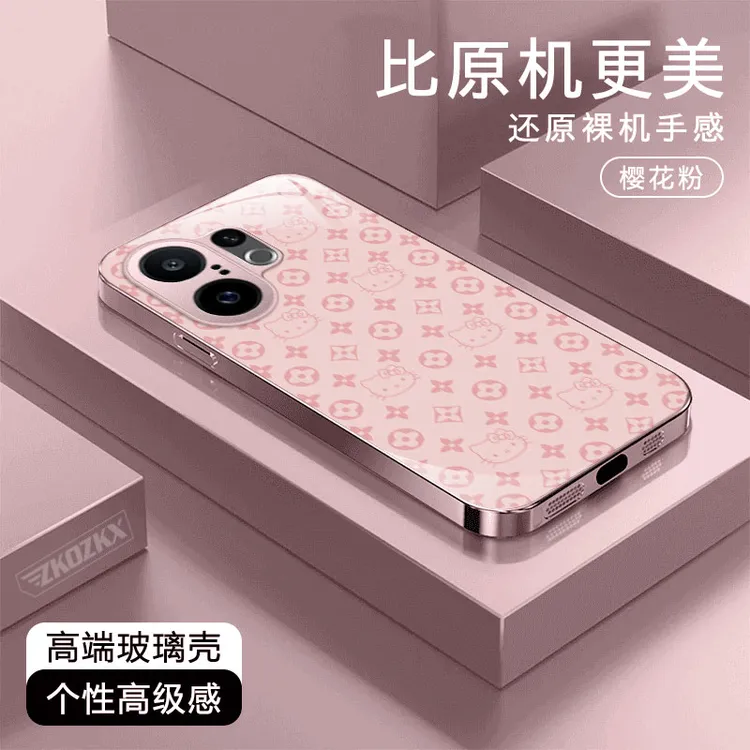适用vivoS30Promini手机壳凯蒂猫时尚老花新款电镀玻璃壳可爱防摔
