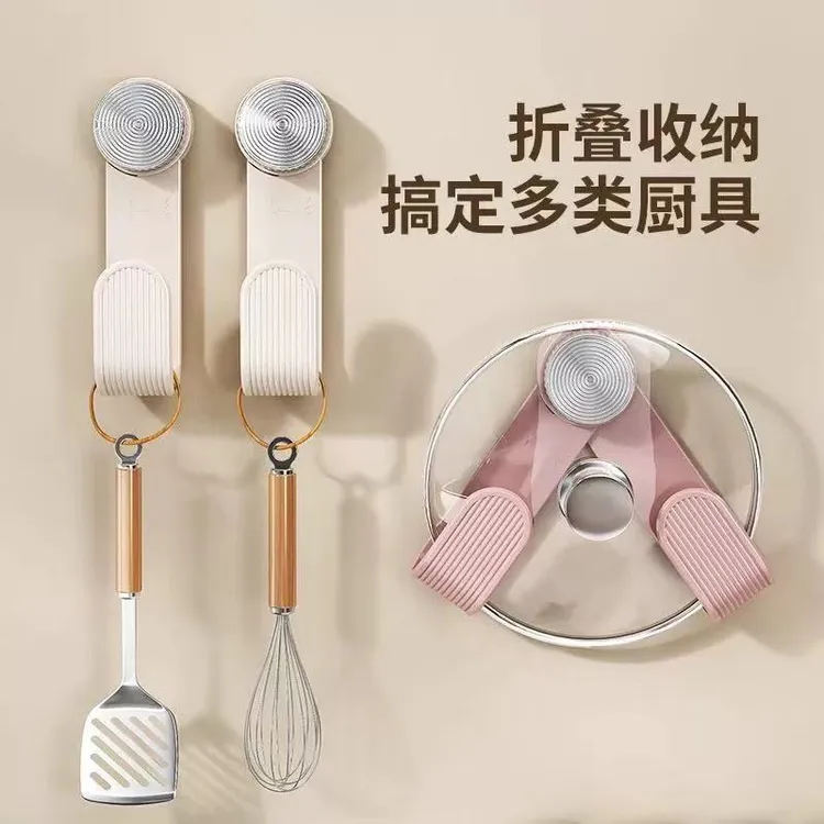 免打孔吸盘锅盖架厨房置物架多功能壁挂收纳菜板架简约神器折叠