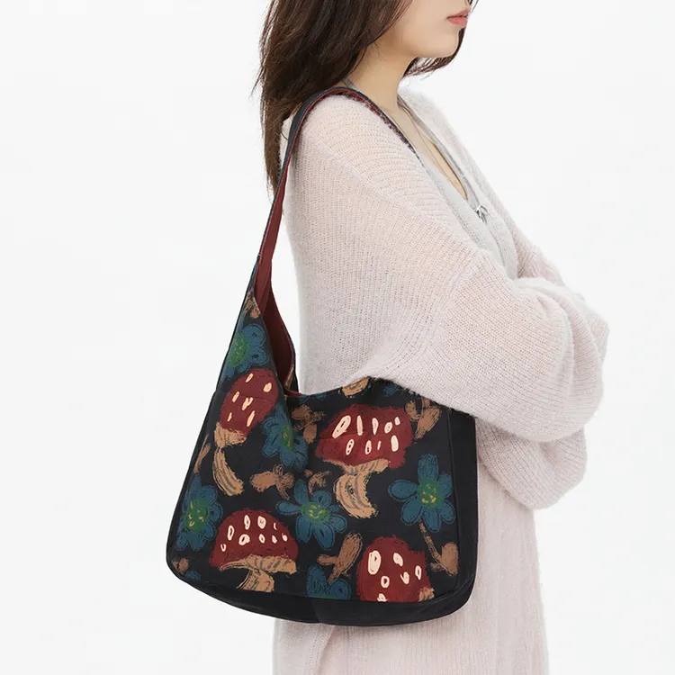 艺术鸭原创小众设计师款加侧单肩包手提印花休闲时尚百搭女包V984