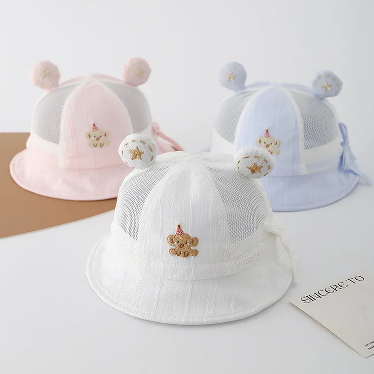 婴儿帽子夏季薄款渔夫帽洋气女孩遮帽小月龄宝宝户外太帽义乌短檐