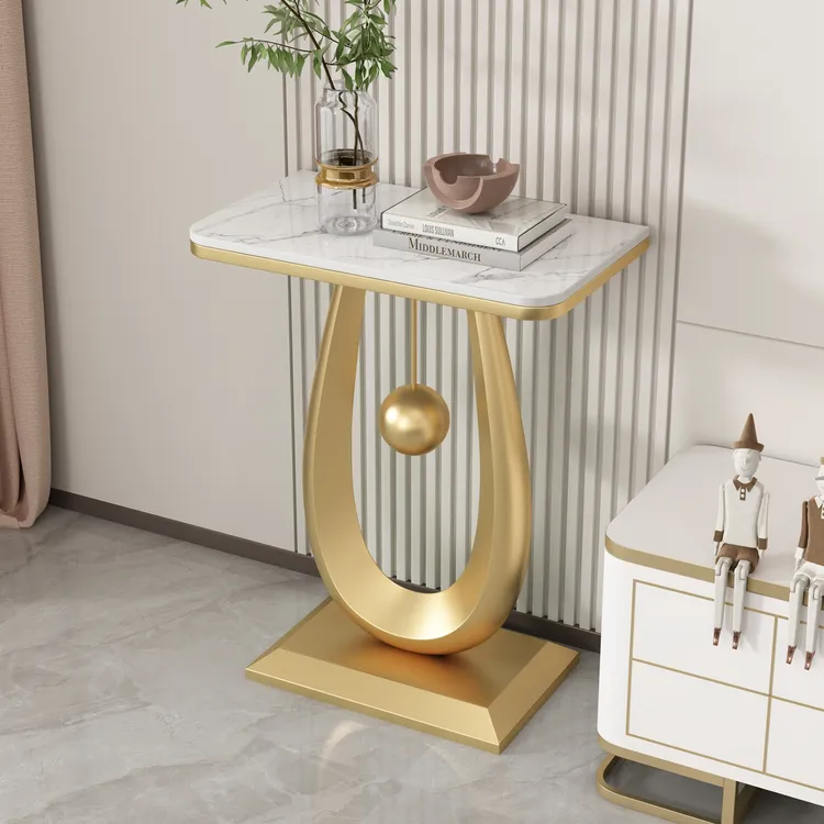 岩板花架子轻奢高级感客厅花架电视沙发旁花几简约落地花盆置物架