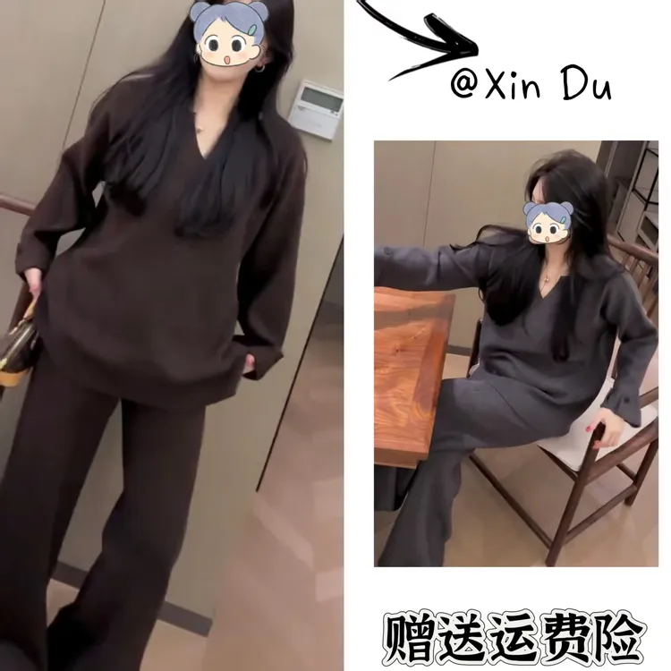 2025秋季新款时尚显瘦气质女士网红洋气两件套百搭款D23122