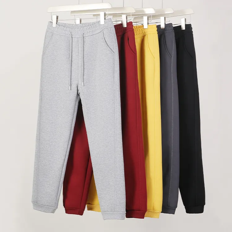 【雪雕绒】冬季加绒加厚绒运动裤男女百搭简约纯色休闲裤