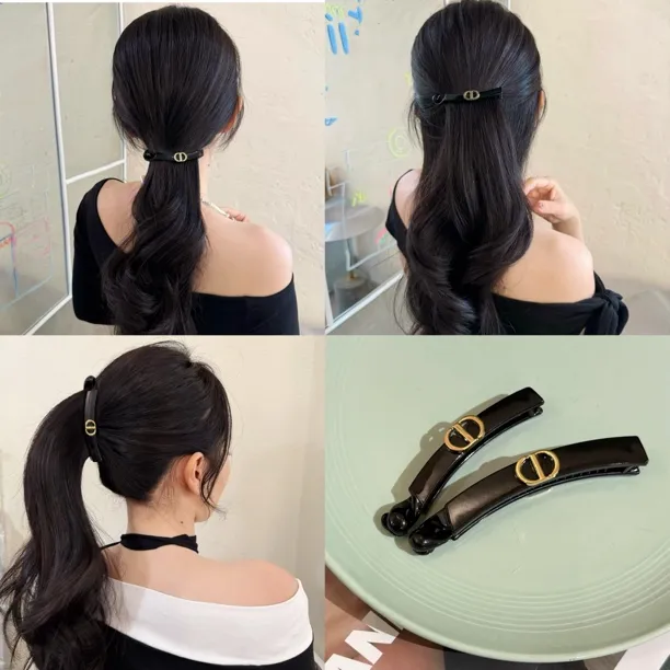 小香风简约马尾夹后脑勺法式香蕉夹发夹韩版气质少女风复古竖夹