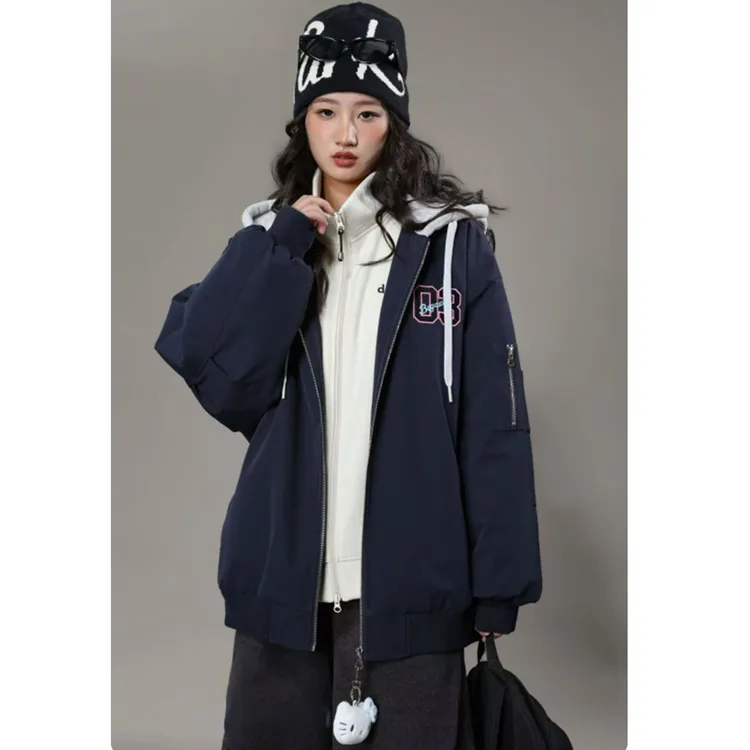 25WT178女童加厚夹棉连帽外套2025秋冬洋气女孩冬装大童冬季棉服