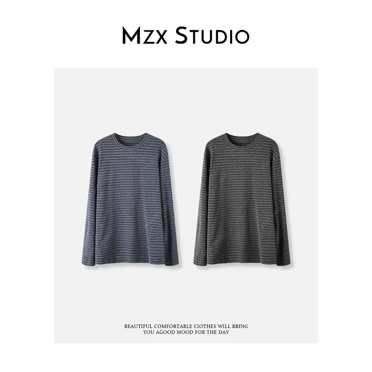 MZX 秋季经典条纹撞色圆领长袖T恤上衣 SY10559-Q