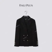 DALI PLUS“黑闪香风呢西装”羊绒羊毛呢双排金扣呢外套-D5CH5041