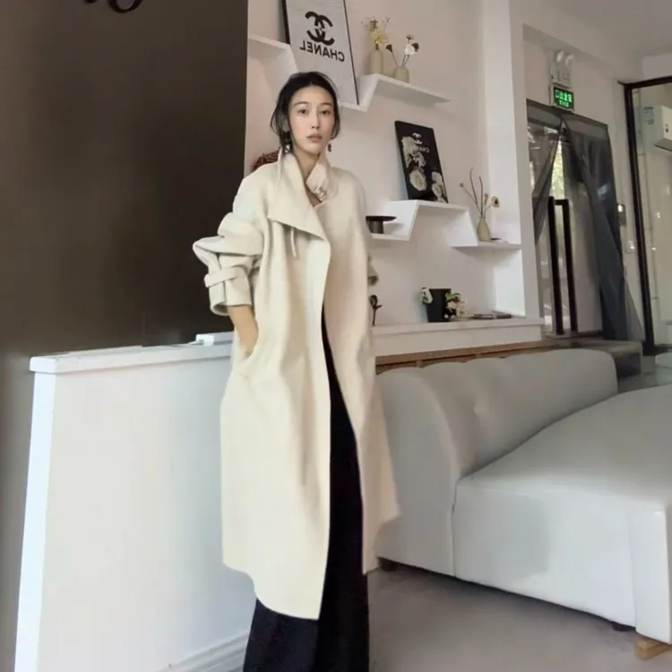 【KAIROS新.澳毛CK】设计高级复古宽松中长款羊毛大衣立领大衣20263