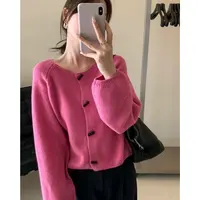 MEIZHENZI【100%全羊毛】多色牛角扣针织开衫女毛衣外套（不可机洗）