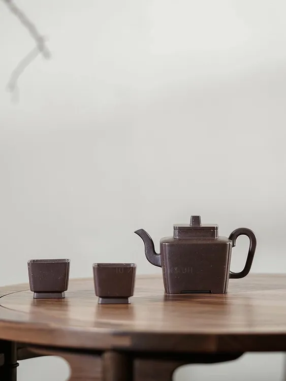 宜兴紫砂壶行素四方套组全手工定制专拍!定金!泥料容量刻绘可选!