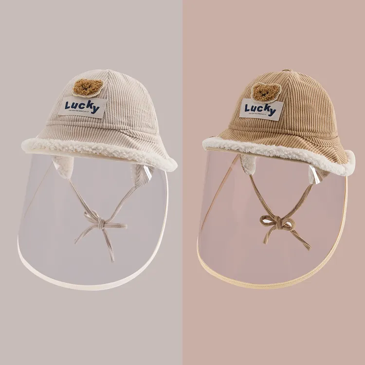 男女宝宝防护渔夫帽冬天婴儿帽子秋冬季防风防飞沐儿童面部罩保暖