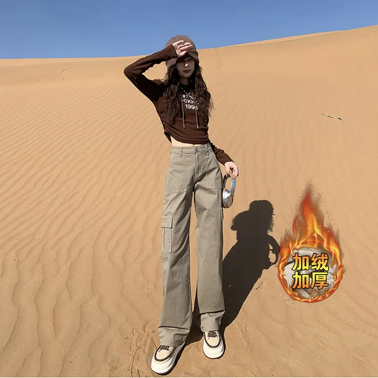 2025窄版阔腿牛仔裤宽松新款工装裤显瘦复古秋季爆款高品质直筒女