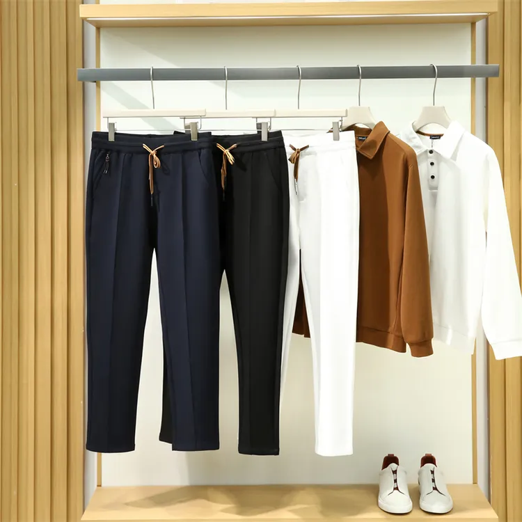 高阶绅装 秋季时尚舒适高弹双色空气层男士免烫商务运动休闲卫裤