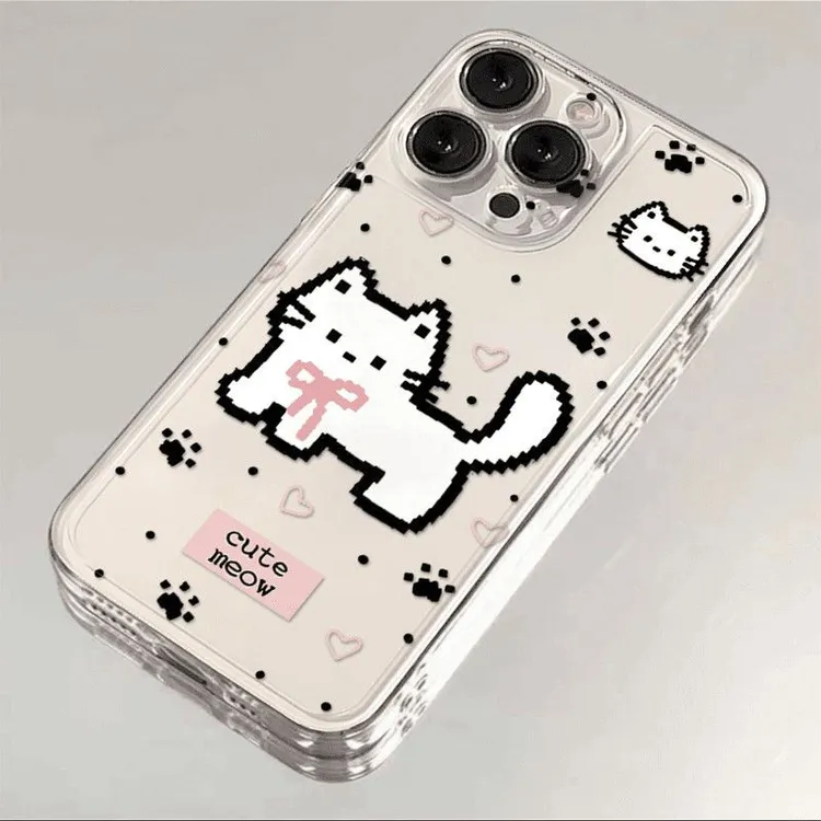 像素猫咪适用iphone16promax手机壳15plus苹果14/13全包12/11软壳