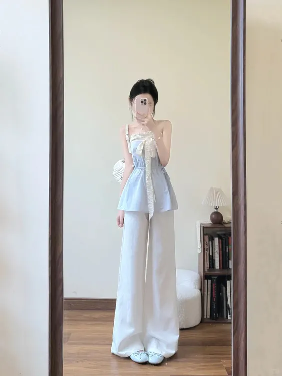 2025时尚套装小众夏季修身型无袖高腰吊带宽松型背心女装INS风女 