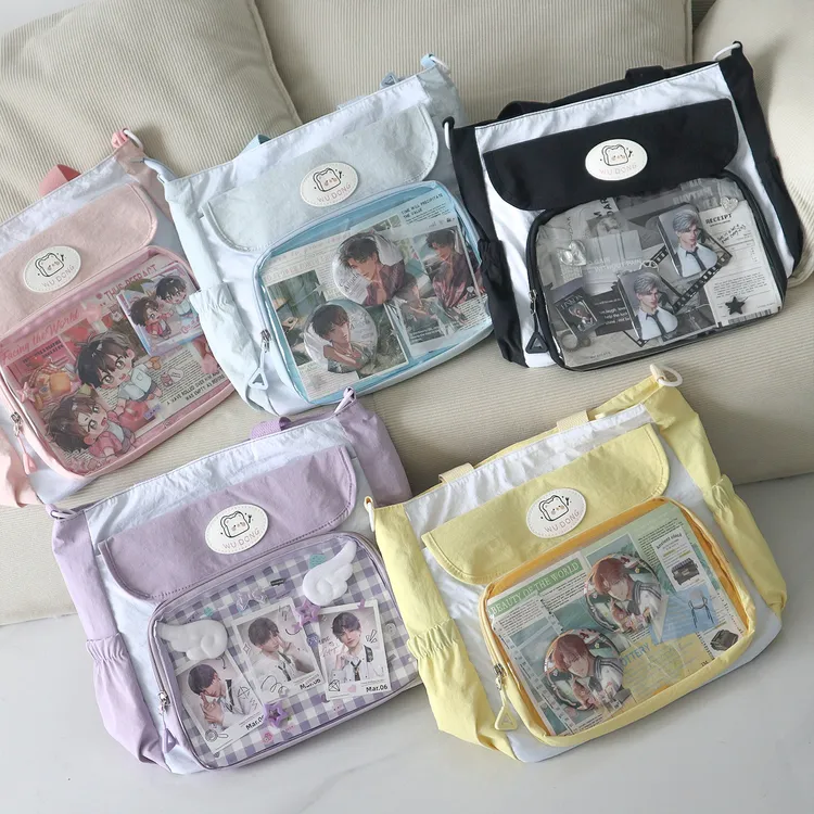 【小时光】呜咚小铺原创日常百搭斜挎透明小食量吧唧二次元痛包女