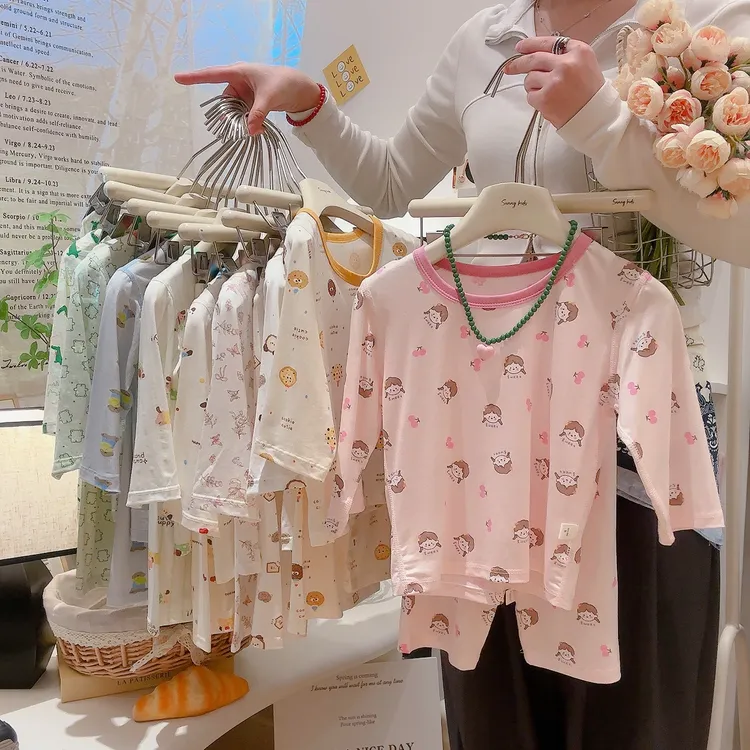 【7A抗菌】儿童睡衣无骨天丝家居服套装男童女童透气薄款空调服