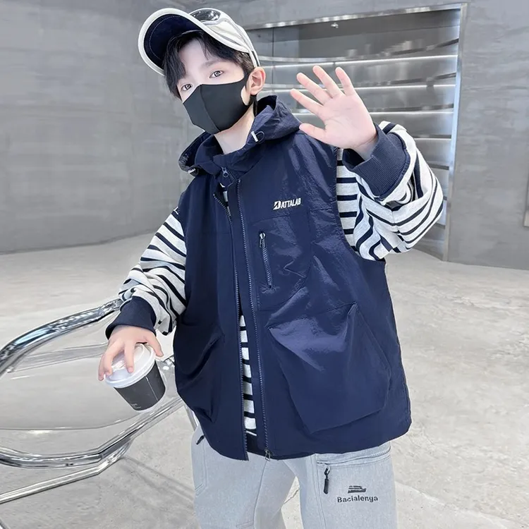儿童装男童秋装马甲卫衣两件套2025新款春秋大童帅气秋季男孩时髦