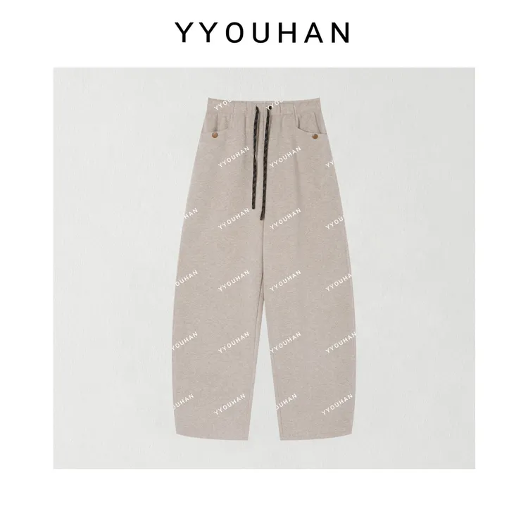 月月 2025冬季新款加绒加厚坑条纹百搭牛奶绒糯米裤子 2511C8152