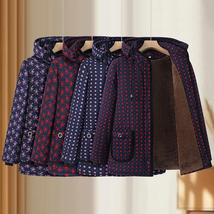 冬季中老年人奶奶装棉服加绒加厚外套妈妈装秋冬厚款棉袄保暖棉衣