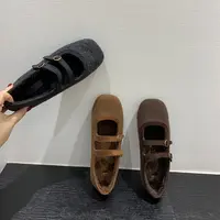 毛呢料！秋冬高级感灰色加绒玛丽珍鞋毛毛鞋女鞋软底单鞋保暖棉