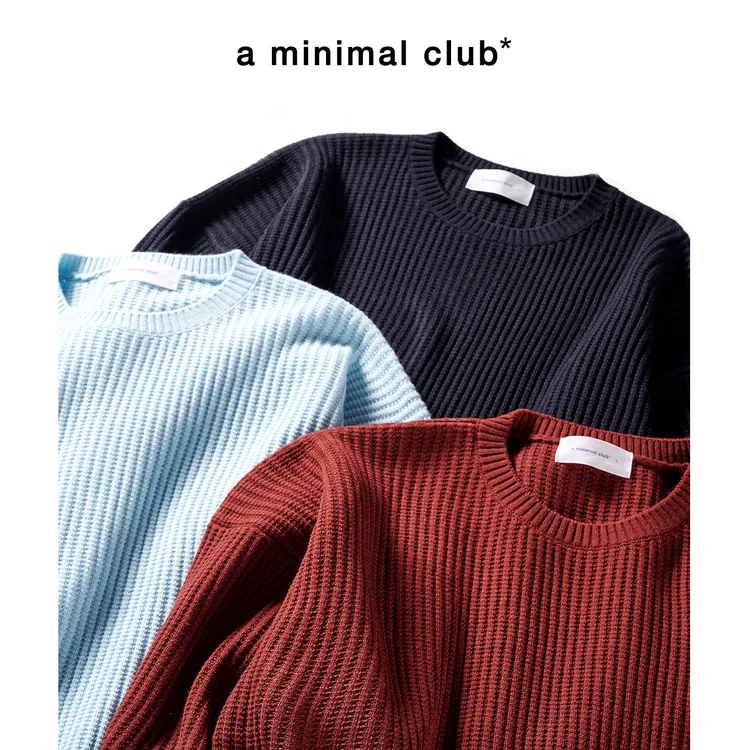 a minimal club简约落肩宽松坑条纹针织毛衣百搭秋上新AM59SW10