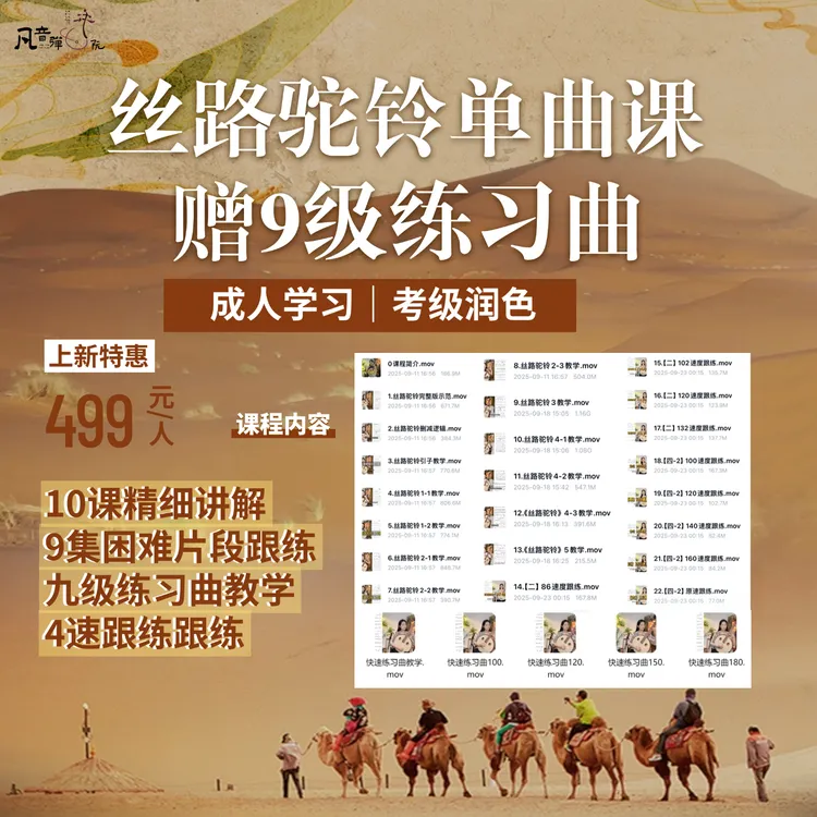 阮九级《丝路驼铃》录播课赠送九级《快速练习曲》凡音老师课后全指导