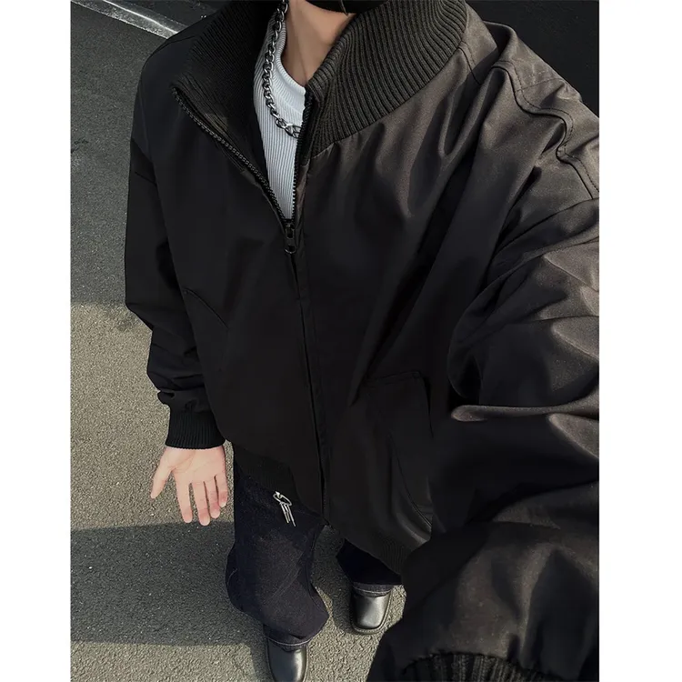 黑色cleanfit短款工装夹克男款秋季三防立领冲锋衣美式飞行员外套