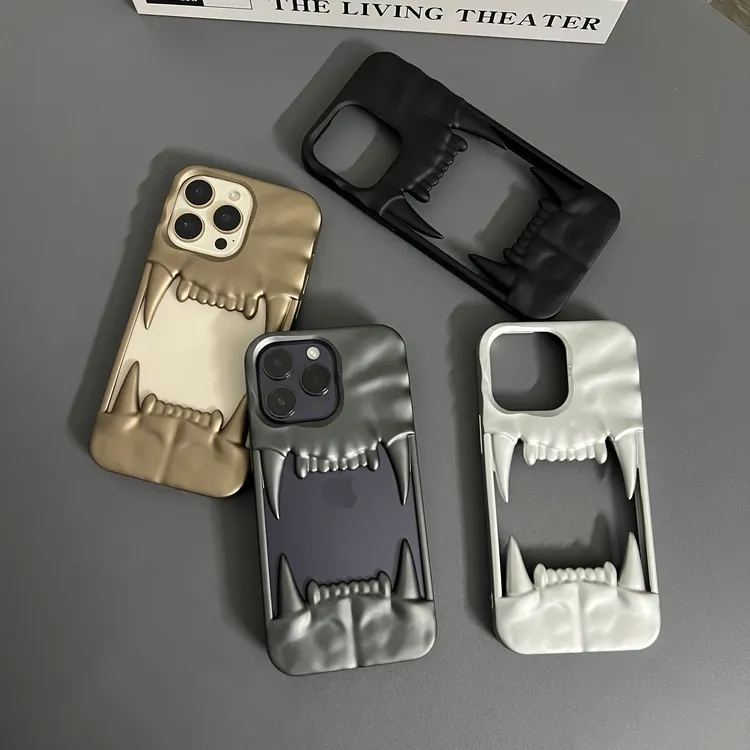 镂空虎牙适用苹果16promax手机壳个性iPhone15防摔14磨砂13软壳12