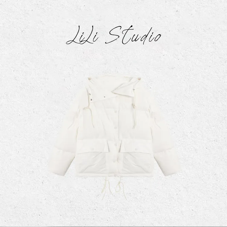 PCNY丨不理理「月畔清柔」90白鸭绒连帽宽松抽绳保暖羽绒服