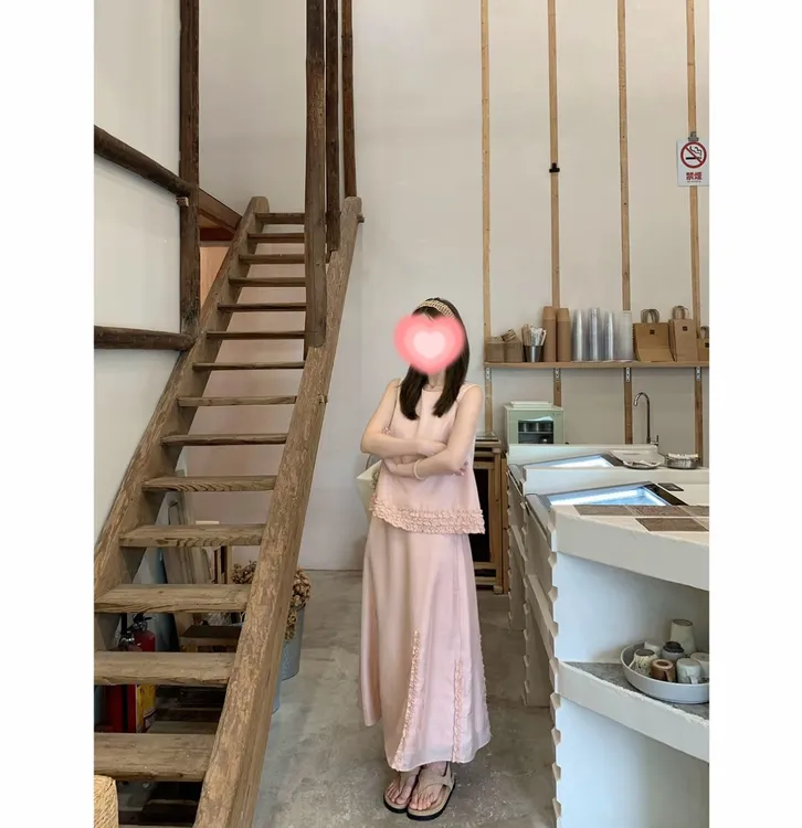 【可露丽甜心】夏季新款花边拼接套装背心半裙两件套