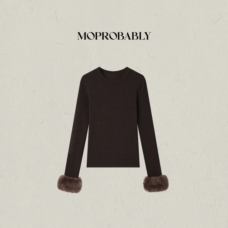 Moprobably李予诺 极简风时尚百搭圆领长袖T恤L5447064