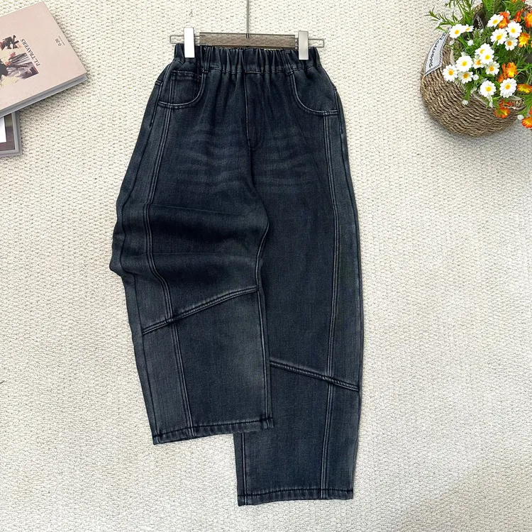 中大童8017冬季加绒牛仔裤