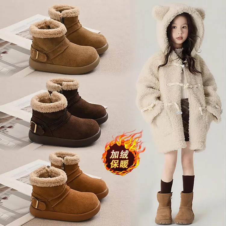 ABC儿童雪地靴2025冬季新款女童加绒加厚大棉靴宝宝保暖毛毛棉靴
