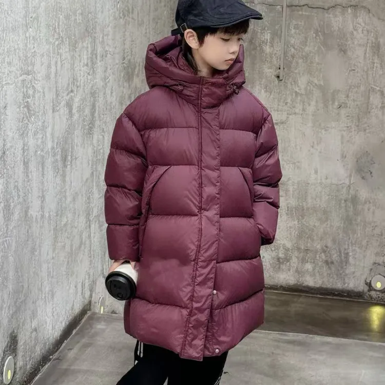 18075高端潮流时尚百搭休闲童装时尚百搭休闲长款鸭外套W/A17-1边