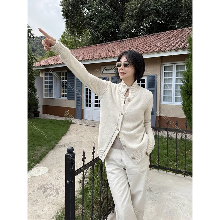 SHIIEELL【白桦林】重磅绵羊毛混纺粗棒针蓬松毛感针织开衫Z7348