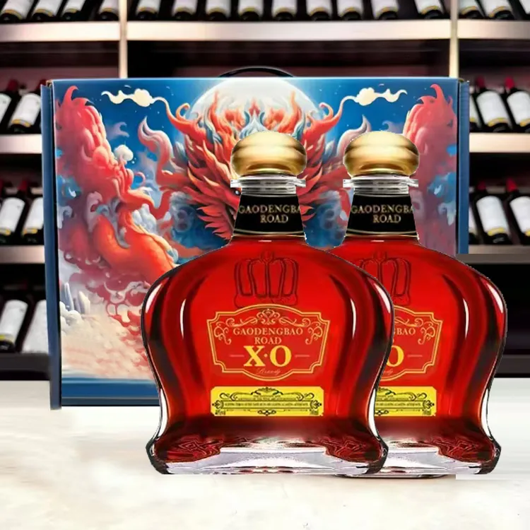 （双支礼盒装）皇冠珍藏版洋酒白兰地40度700ML春节送礼聚会年货节