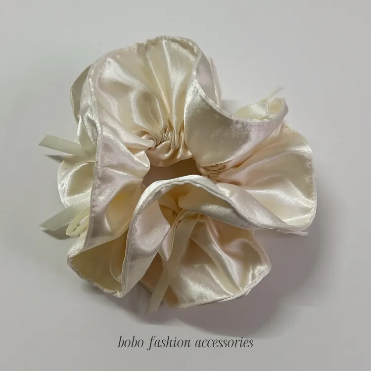 法式高级缎面双层大肠发圈女新款轻奢高级感扎丸子头皮筋头饰发饰