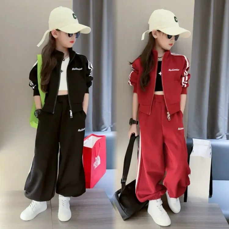 女童秋季套装2025新款洋气儿童时髦中大童春秋装运动休闲两件套潮