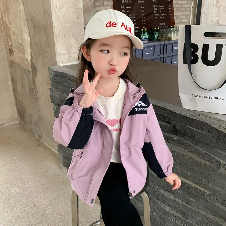 【热销十万件】女童外套春秋新款洋气女孩冲风衣女宝宝连帽秋季外套