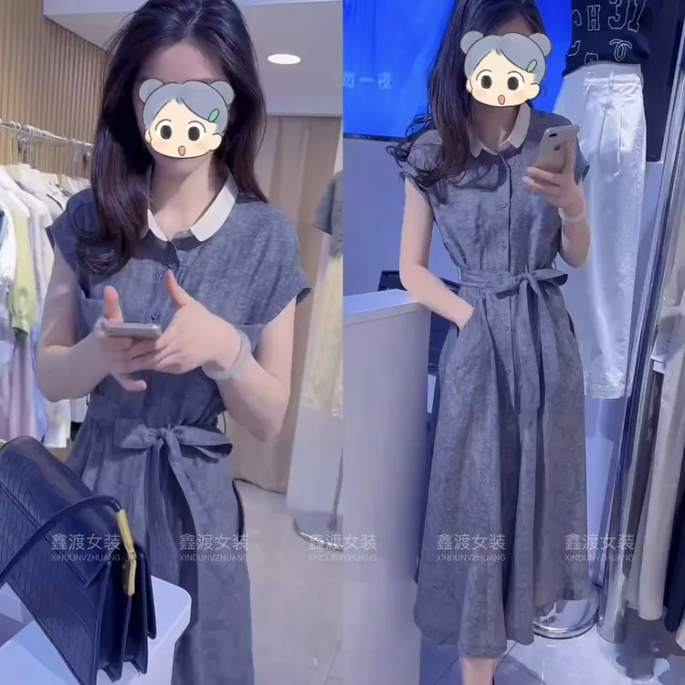 2025夏季新款时尚显瘦气质女士网红洋气连衣裙百搭款D9309