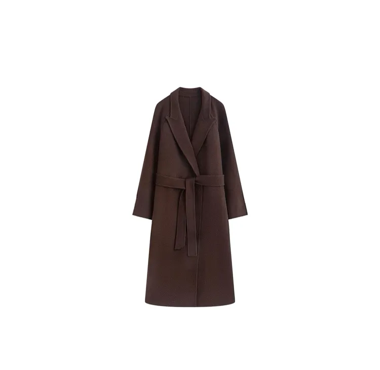 【10%山羊绒+90%绵羊毛】雪松林语经典轻奢廓形秋冬女长款毛呢外套