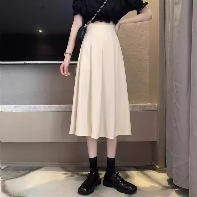 a字裙半身裙女夏季2025新款中长款高腰显瘦小个子半裙垂坠感伞裙