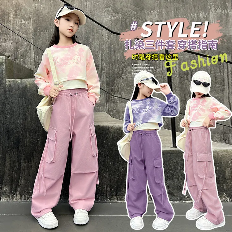 洋气春装女儿服新款套装运动春秋印花女童中大童