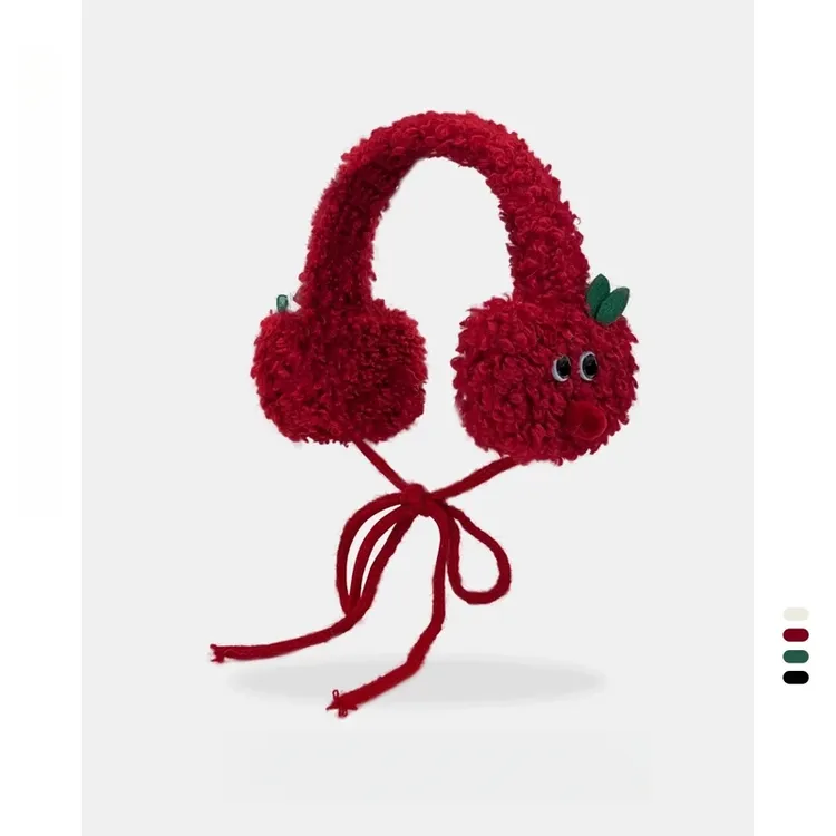 日系可爱新年毛绒苹果耳罩女冬季保暖防寒护耳朵套骑行耳捂子学生