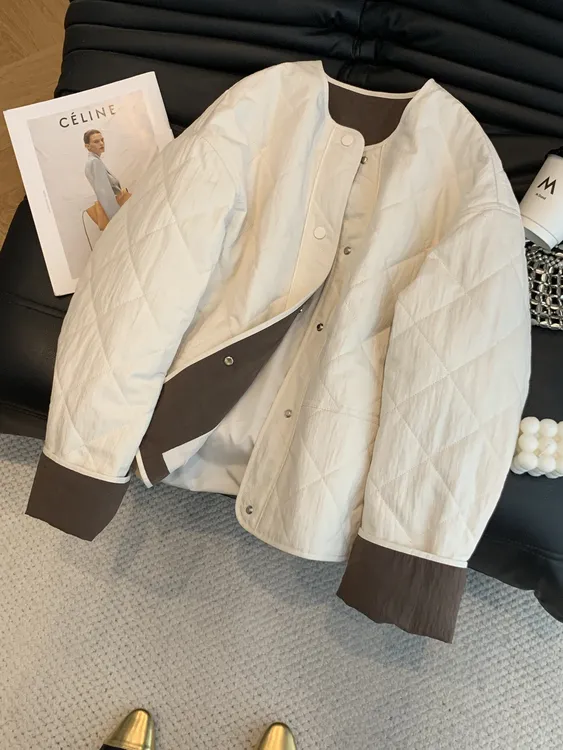 气质圆领加厚夹棉棉衣外套女装2025冬季宽松显瘦百搭保暖棉服上衣