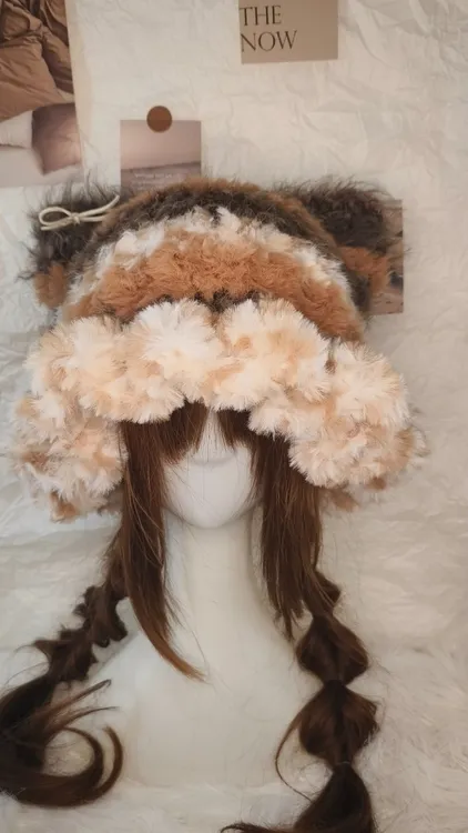 手混线猫耳帽diy材料包