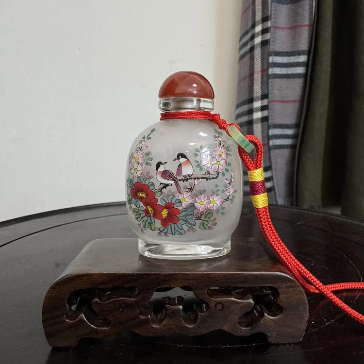 宫廷匠人内画鼻烟壶手工制作技艺花鸟图摆件送客户外宾朋友小礼品